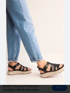 Boden Black Chunky Fisherman Platform Sandals